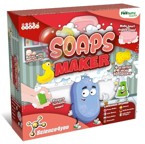 Science4you Fábrica de Jabones para Niños y Ninãs 8 9 10 11 12+ Años - Kit Jabones Caseros y Perfumados - Incluye Moldes, Base de Jabón - Juego de Experimentos y Manualidades