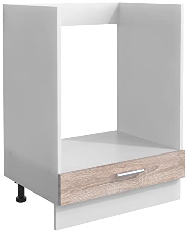 Ofenschrank, Maße ca. H. 82 x B. 60 x. T. 46 cm, Herdumbauschrank, verstellbare Füße, Backofenschrank mit Zusatzfach Klappe - Esilo
