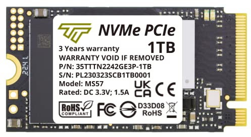 Timetec 1 TB M.2 2242 SSD NVMe PCIe Gen3x4 3D NAND TLC Lese-/Schreibgeschwindigkeit bis zu 2.100/1.600 MB/s, kompatibel mit Lenovo Thinkpad E15 / ThinkPad 11e Yoga Gen 6, Laptop und Desktop