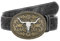 SANSTHS Western Cowboy Gürtel für Männer Bull Buckle Belt Herren Damen Western Floral Gravierte Leder Gürtel für Jeans, Schwarz