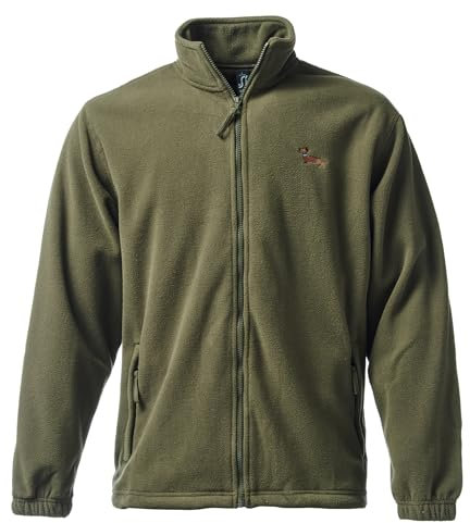 Baddery Gassi Fleece Jacke Herren & Damen : Dackel - Fleecejacke - Geschenk für Hundebesitzer, Hundeliebhaber & Jäger (Fleecejacke Army XXL)