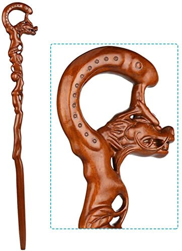 Canne en Bois Robinet bâton de Marche séquoia Vieil Homme béquilles Sculpture sur Bois Cadeaux d'anniversaire bâtons Cannes en Bois pour Hommes et Femmes