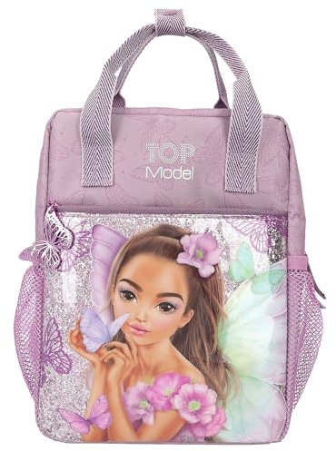 Depesche 12776 TOPModel Fairy Love - Rucksack in Mauve mit Model-Motiv und Schmetterlingen, Tasche mit verstellbaren Trägern, Rosa