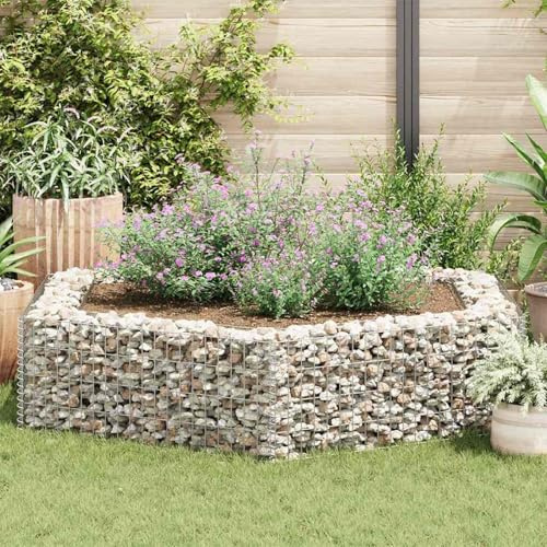 Gecheer Arriate de Gaviones 200x173x40cm - Estructura de Acero Galvanizado para Jardín y Patios