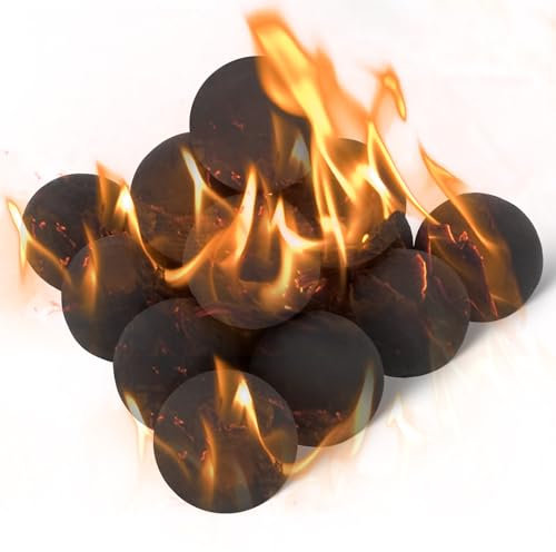 Gopper Set di 15 palle di fuoco rotonde in ceramica, 7,6 cm, per caminetti interni ed esterni e bracieri, riutilizzabili, nere