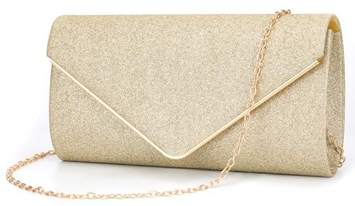 LQSCJS Clutch dam aftonväska dam kuvert kuvert, elegant aftonväska dam clutch dam kuvert clutch elegant aftonväska för bröllop, fest, bankett (guld), Guld