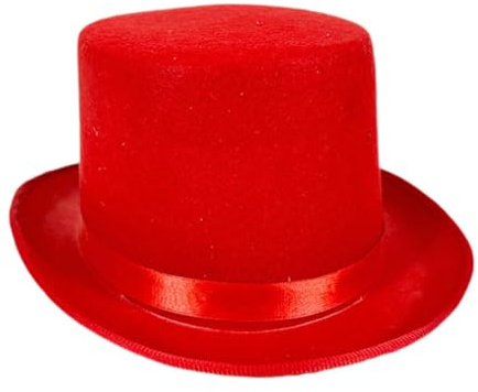 APLVFFZH Cappello a Cilindro Formale in Tessuto Non Tessuto per Cosplay, Feste, Nightclub, Giochi di Ruolo, Carnevale, Rosso