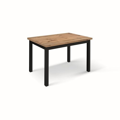 KONTE.DESIGN Tavolo POSITANO in legno effetto rovere e gambe antracite, allungabile 140x80 cm - 220x80 cm