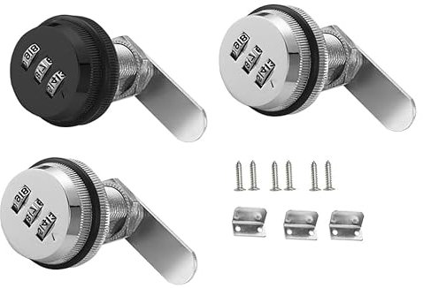 Kellegour Cerradura de Vombinación de Cajón,3 Piezas Combinacion Cam Lock,Cerradura de Buzón de Combinación 20mm,Cerradura de Combinación de 3 Código Digital para Armario Puerta Archivador Buzón