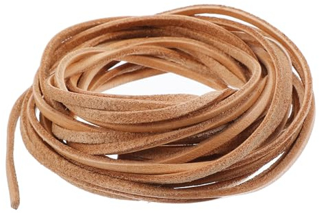 Nogeqi 5m 3mm Leather Cord, Square Leather String Strips for Craft Jewelry Making Braided Bracelets Necklaces(Light brown)