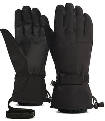 Genérico Guantes de esquí for Hombre y Mujer, Ligeros, Impermeables, cálidos, for Invierno, for Snowboard, for Montar en Moto, for Nieve, Resistentes al Viento(Black,M)