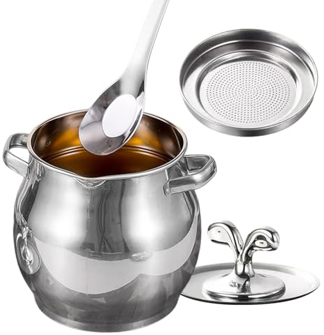 Contenedor De Grasa Con Colador – Lata Separadora De De Acero Inoxidable, Recipiente Para Grasa De Cocina, Frasco Con Filtro Resistente Al Calor Con Asa | Almacenamiento De Residuos De Cocina P