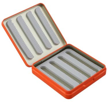 Violiica Caja de cebo de pesca con mosca de metal con esponja dividida, almacenamiento de doble forro para moscas secas y señuelos, funda de metal resistente al desgaste para accesorios de pesca al
