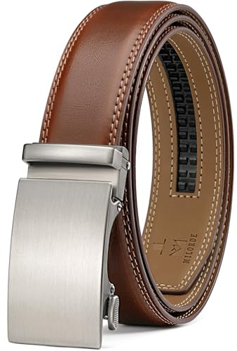 Milorde Dress Belts for Men - Ratchet Leather Mens Belt 1 3/8 for Dress & Jeans (28 to 34 M805-Brown, 105)