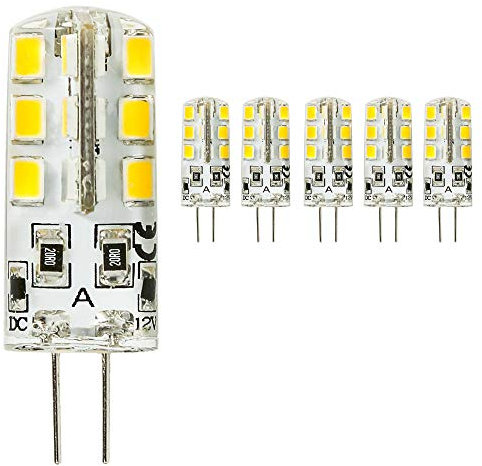 5 pack Ampoule LED G4 3W Économie d'énergie Équivalent 25W Lampe Halogène/Incandescente Ampoules 360°Angle de faisceau AC/DC 12V 300LM