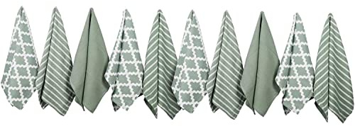 Penguin Home Premium Geschirrtuch aus 100% Reiner Baumwolle für die Küche, Set mit 10 Küchentüchern, weiche und langlebige Küchentücher, Handtuch-Set, maschinenwaschbar, 65 x 45 cm, Farbe – Salbei
