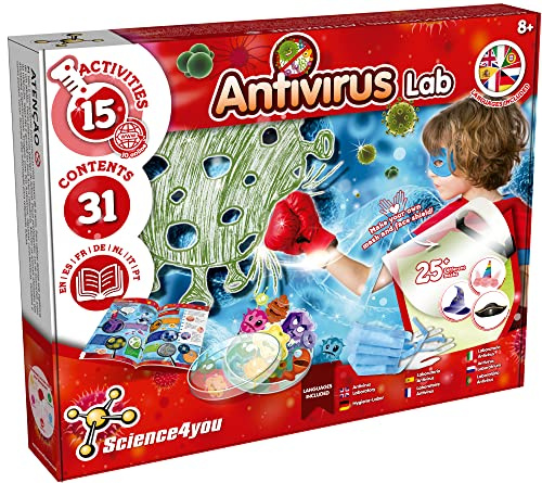 Science4you - Laboratorio Antivirus Juego de Experimentos para Niños 8+ años - Hace Jabones y Crea bacterias y hongos - Kit Manualidades y Laboratorio de Quimica - Juguete para Niños y Niñas 8-12 años