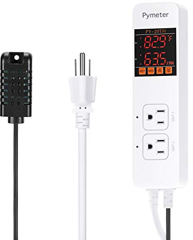 Temperature and Humidity Controller Reptile Mushroom Greenhouse Thermostat Pre Wired Dual Controlled Outlets Heater Fridge Humidifier Dehumidifier