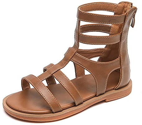BININBOX Sandalias de vestir Niña Sandalias Romanas Zapatos Gladiador Verano (Marrón, numeric_33)