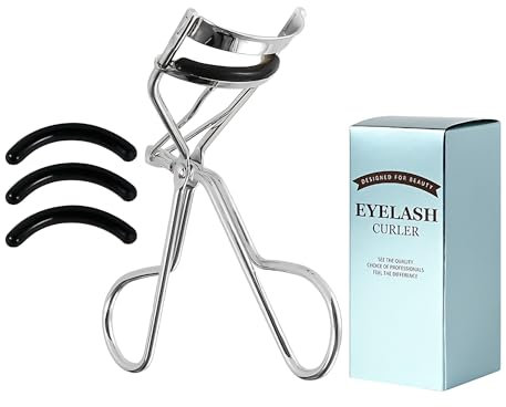 Vellichor Pain Free Handheld Eyelash Curler - Does not Pinch or Pull Eye Lashes - 3 Soft Silicone Replacement Pads Included