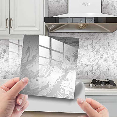 HORIWE Marmoleado 15x15cm Pegatinas de Azulejos de Pared 20 Piezas PVC Pegatinas de Azulejos Lámina Autoadhesiva Papel Pintado Impermeable Pegatinas de Pared para Cocina, Armario, Mueble, Mesa