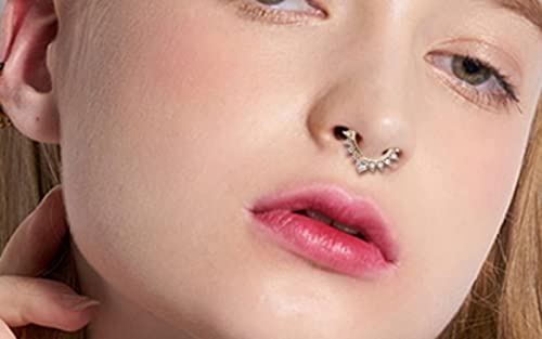 Wendalern Kristall Nase Ringe Reifen Gefälschte Septum Clicker Nase Ring Klar Cz Faux Nase Ringe Ohrringe Gold Nicht Durchbohrt Nase Reifen Körperschmuck Für Frauen Teenager Mädchen