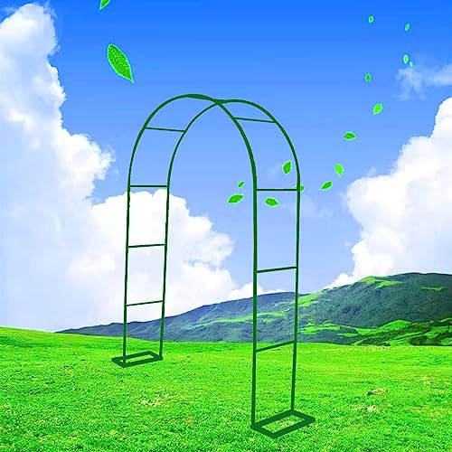 Trädgårdsbåge metall, rosenbåge romantisk grind, spaljé för klätterväxter blomgaller pergola spaljé för trädgård, terrass, bröllop födelsedagsfest dekoration, väderbeständig (färg: Grön, S