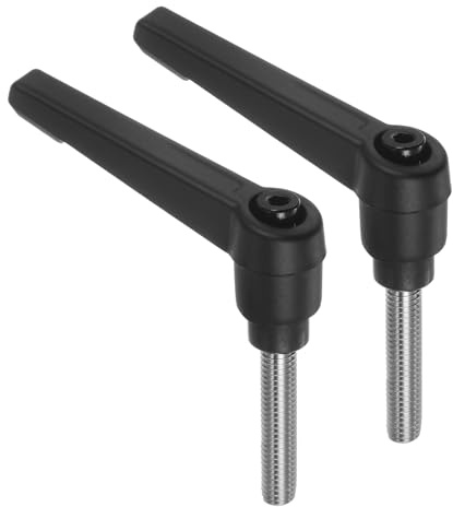 QUARKZMAN 2Pcs Manijas de Palanca de Sujeción, M6 x 30mm Perno Roscado Macho de Acero Inoxidable 304, Manija Ajustable de Liberación Rápida con Pernos de Botón de Trinquete, Negro
