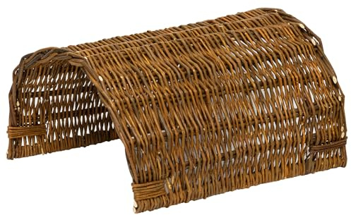 Woodside Bunny Rabbit/Guinea Pig Wicker Bridge, Wooden Pet Shelter for Small Animals