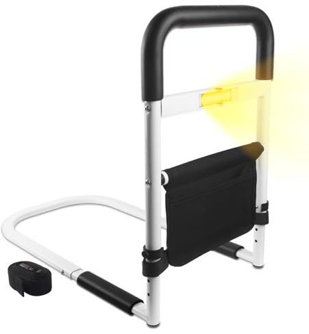 DOSYEN Bed Rails for Elderly Adults, Bed Guard for Single or Double Bed, with Storage Bag and Intelligent Sensor Lamp - Suitable for Most Bed Types - Aids for the Elderly, Pregnant Women and Handicap