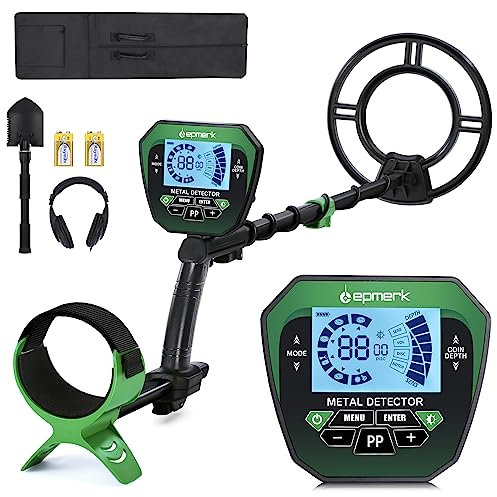 Vislone Metalldetektor für Kinder und Erwachsene, hochpräziser Metalldetektor mit LCD-Display, verstellbarer Stiel, 4 Modi, 10 Zoll (25,4 cm) Suchspule für Gold, Silber, Münzen, Jagd