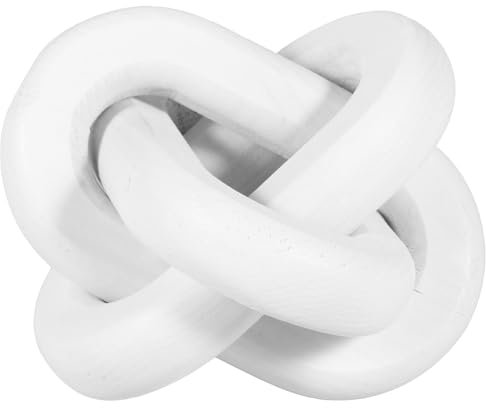 NIHUIFDPY Decorazione a catena in legno, 3 maglie in legno, nodi, decorazione artistica, 12 x 12 x 12 cm, ornamento rustico per soggiorno, camera da letto, ufficio, decorazioni (bianco)