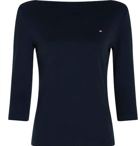 Tommy Hilfiger Damen Langarmshirt New Cody Slim U-Boot-Ausschnitt, Blau (Nos Desert Sky), M