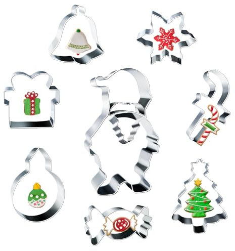 9 Stück Süßer Nikolaus Ausstechformen Weihnachten Set,Edelstahl Keksausstecher Weihnachten Plätzchenausstecher Ausstecher Schneeflocke Tannenbaum Plätzchenform für Backen Torten Fondant Kekse