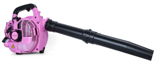 Makamsui Soplador de hojas de gas de 26 cc de 2 tiempos, barredora de hojas de mano a gas, 380 CFM 7500 rpm, soplador de nieve refrigerado por aire, potente soplador de limpieza para el cuidado del