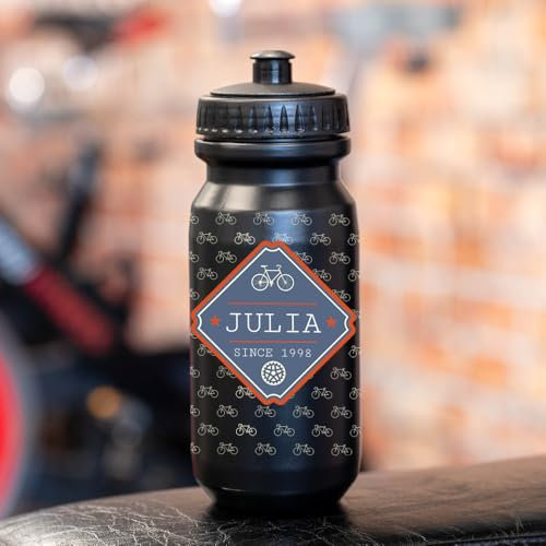 Wanapix | Borraccia Personalizzata per Ciclismo | Colore Nero | Borraccia per Bicicletta con la Tua Foto o Nome | Capacità 620 ml | Senza BPA | Bici + Nome