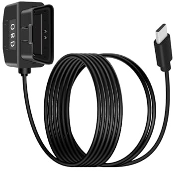 YANBORONSN OBD strömkabel för Dash Camera, OBD2 till USB C-adapter hardwire laddningskabel med strömbrytarknapp 24 timmars övervakning och Acc 2 läge 12–24 V till 5 V/3 A (3,5/11,5 FT)