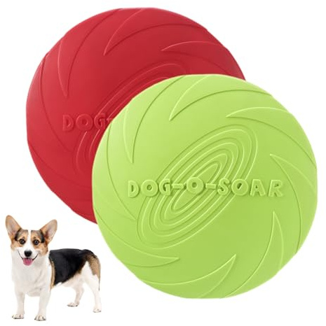 Soft glue Flying Disc Dog Toy, Durable Dog Flying Disc Saucer, Floating Lightweight Interactive Fetch Toy for Dogs Training, Diameter 15 cm(Green + Red)