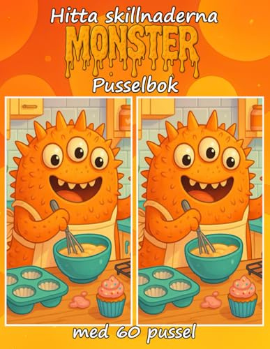 Hitta skillnaderna MONSTER Pusselbok med 60 pussel: Roliga hitta-skillnaderna-pussel med monster för barn, tonåringar och vuxna