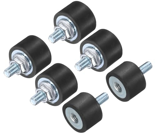 QUARKZMAN 6 st M4x10mm gummilager med gängbult 15x10mm han-hona vibrationsdämpare Förzinkade cylindriska gänglager Antivibrationslager med 6 st M4 motmutter