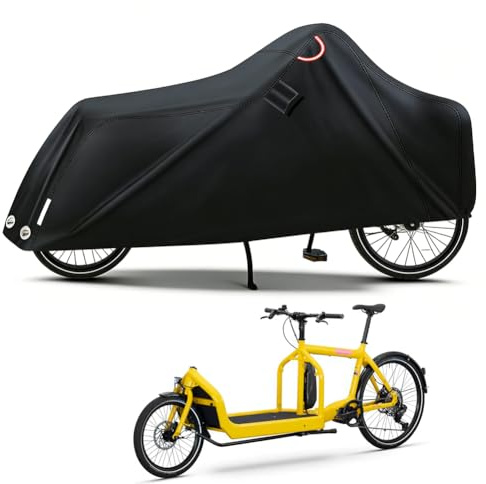 Cykelskydd, vattentät, 420D Oxford, cykelpresenning med reflektorremsor, UV-skydd, slitstarkt, cykelskyddsöverdrag, cykelgarage utomhus för 2 cyklar (270 x 75 x 100 cm) (A)