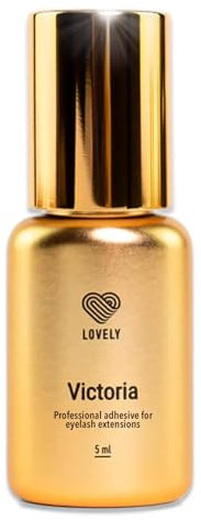 LOVELY Colla per ciglia VICTORIA - colla super rapida, tempo di asciugatura: 1 sec - tenuta per 8 settimane, molto forte per le extension di ciglia, Colla per extension di ciglia | 5ml, nero