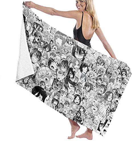YRTGF Ahegao Anime Girl Schnelltrocknendes Badetuch Stilvolle Männer und Frauen Schwimmen Yoga Bikini Sport Reisen Camping Badetücher