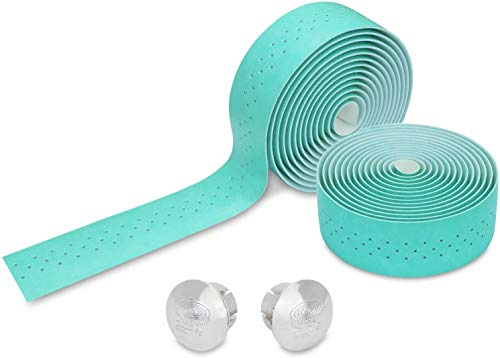 TOPCABIN Fahrrad Lenkerbänder 2 Rollen Bequem Lenkerband für Citybike Road Bike Lenker Band Fahrrad Lenkerband mit Bar Plugs (PU (See blau))