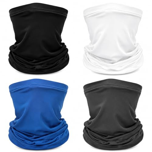 Multifunctional Headwear 4 Pcs Snoods for Men Face Covering Headband Scarf Neck Gaiter Bandana Face Mask for Men &Women Windproof Sports Outdoor Scarf for Fishing Cycling