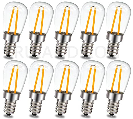Ruiandsion Lampadina LED E12 220V AC Bianco Caldo 2 Chip SMD LED Bulbo Trasparente Sostituzione per Luci Candela/Plafoniera/Decorativa (Confezione da 10)