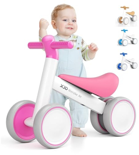 XJD Bicicletta Senza Pedali per 1 Anni, Bicicletta Equilibrio per Bambini 12-24 Mesi, Giocattolo per Bici per i più Piccoli Baby, Primo Regalo di Compleanno (Rosa, 10-24 mesi)