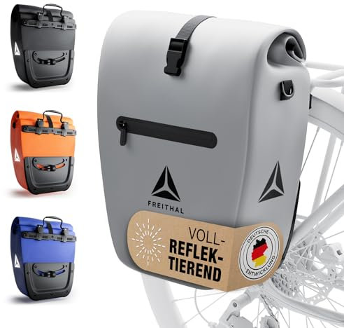 FREITHAL - Vollreflektierende Fahrradtasche für Gepäckträger [27L] - Verwendbar als Gepäckträgertasche & Umhängetasche - 100% wasserdichte & Reflektierende Fahrradtasche Gepäckträger - Bike Bag