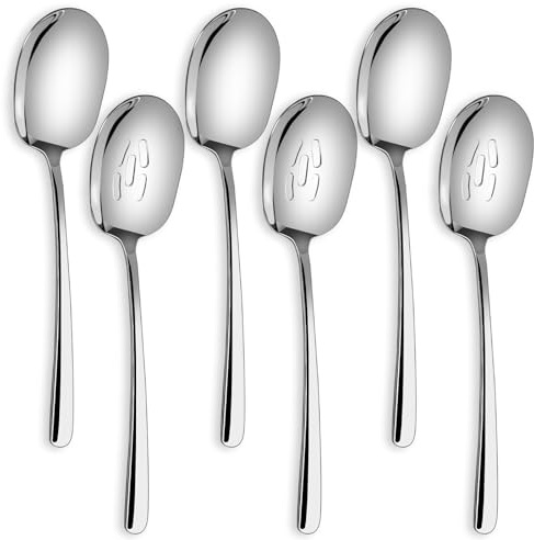 SOLEADER Extra Large Serving Spoons for Buffet, 12 Inch Stainless Steel Serving Spoons, Big Spoons for Serving Food, Pack of 6