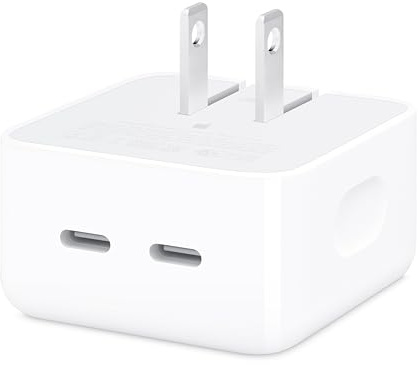 Apple 35W Dual USB-C Port Compact Power Adapter: Fast and Convenient Charging, Type C Wall Charger